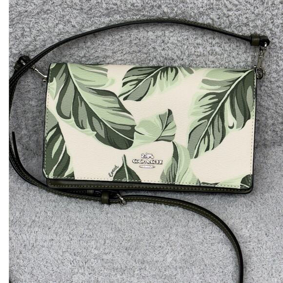 Coach Handbags - Coach Anna Foldover Green Banana Leaf Leather Crossbody Purse #72029